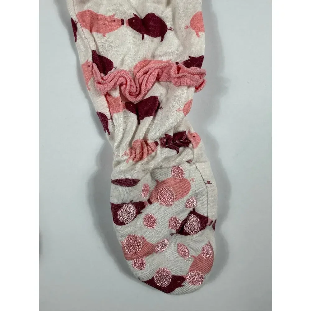 Kickee Pants Natural Pigs Ruffle Footie Bamboo Pajamas 0-3 Months